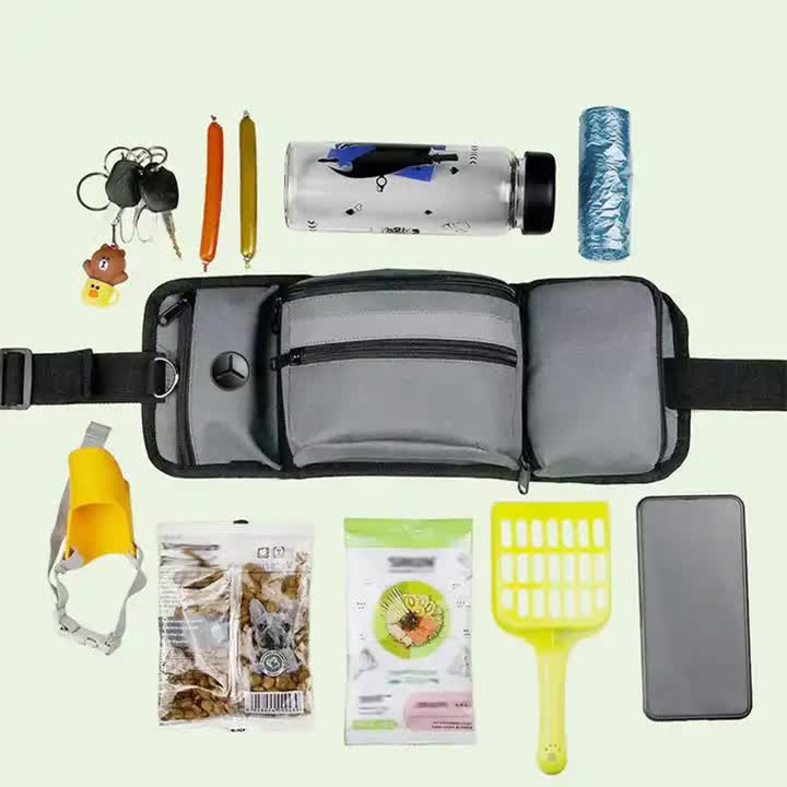 Black Portable Dog Training Bag – Multi-Function Waist Pouch